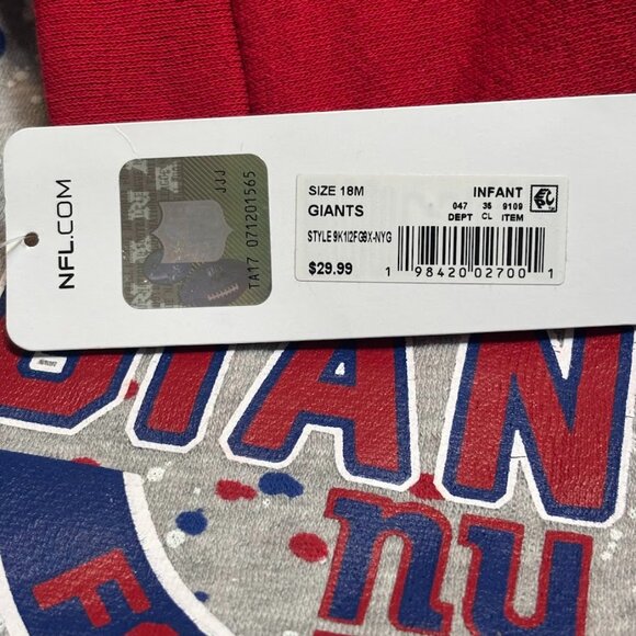 NFL NY Giants Football Infant 18 months Hooded Sweatshirt - Picture 6 of 6